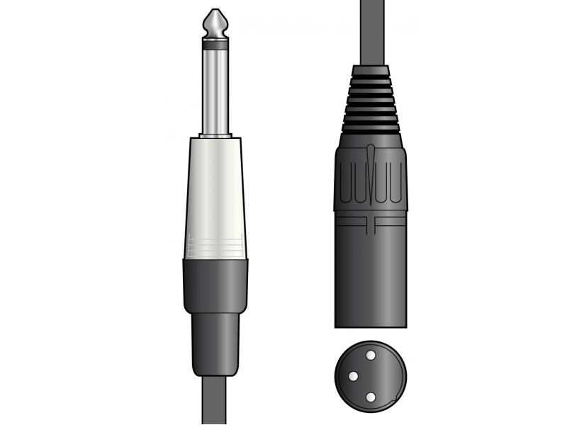 CH 190044 Chord Cable XLRMacho a Jack 6,3mm mono.3 mtrs